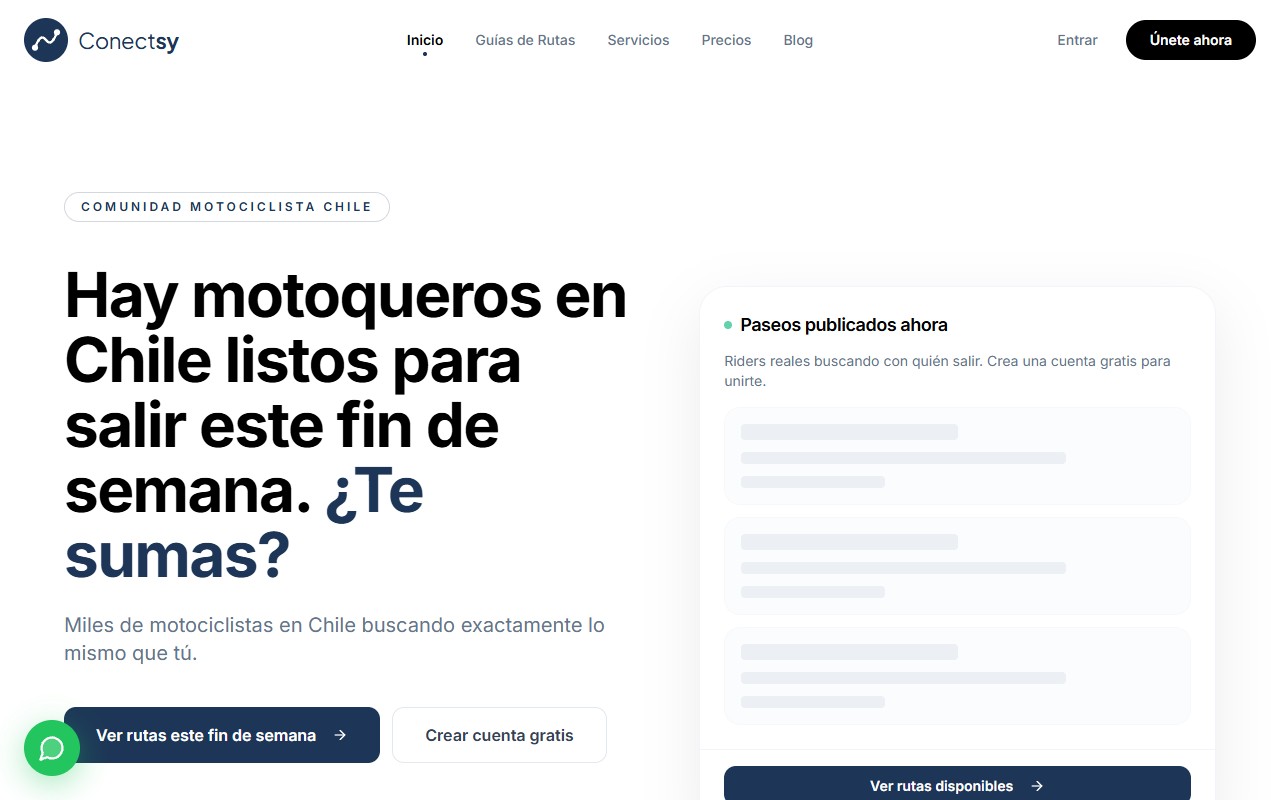 Plataforma Conectsy para la comunidad de motociclistas chilenos