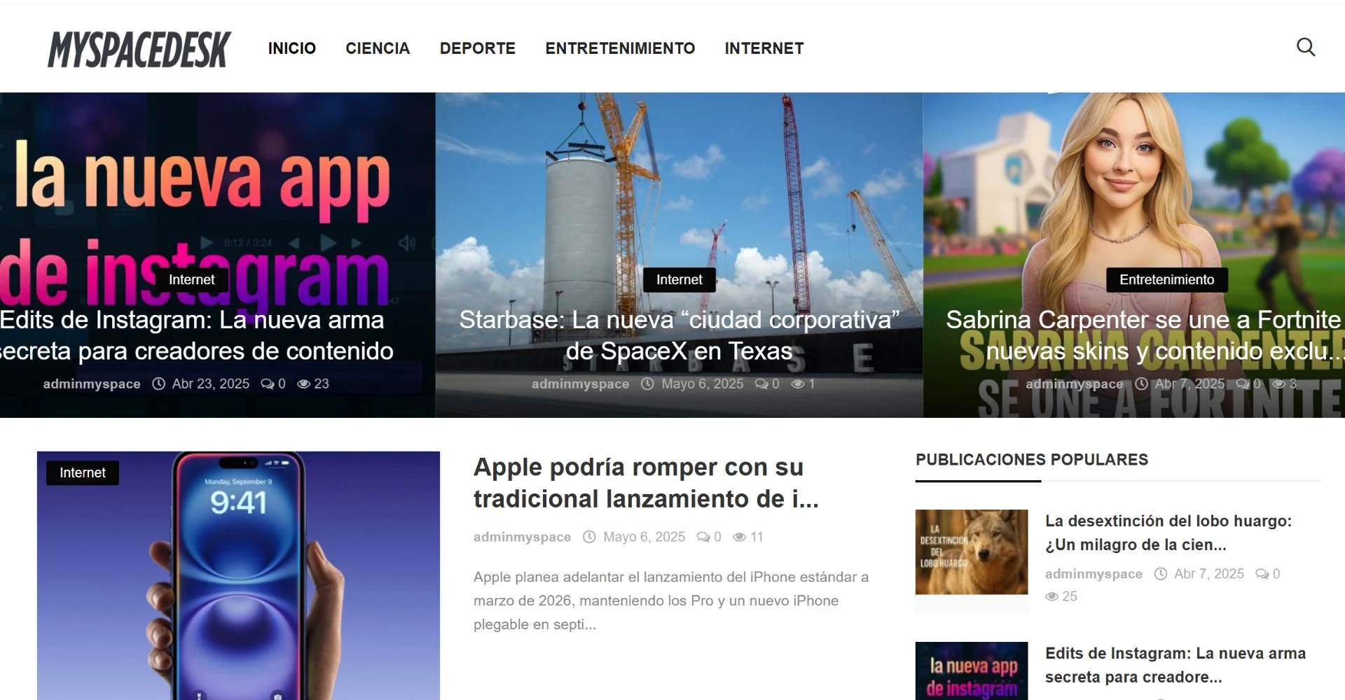 Blog MySpaceDesk de tecnología y ciencia